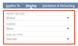 NetSuite Custom Item Field Display Subtab