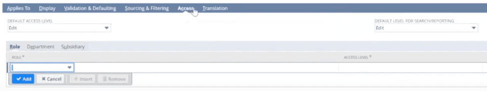 NetSuite Custom Item Field Access Subtab