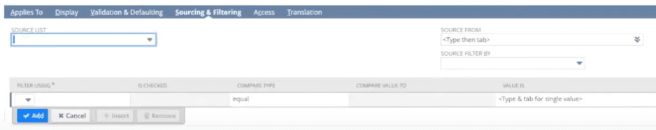 NetSuite Custom Item Field Sourcing Filtering Subtab