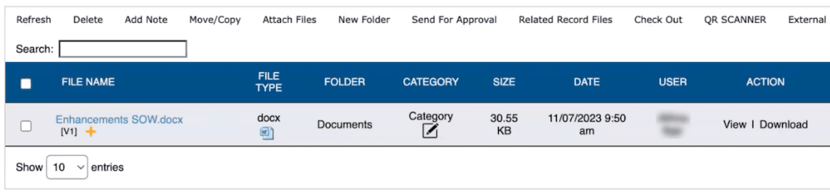 File List NetSuite Document Management