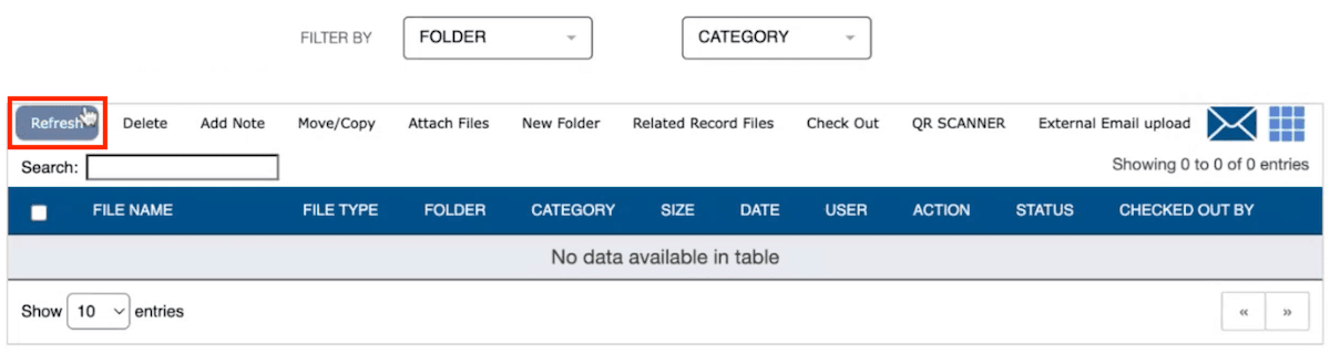Refresh NetSuite Document Management List