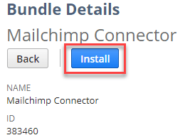 Bundle Details popup with the Install button highlighted in red.
