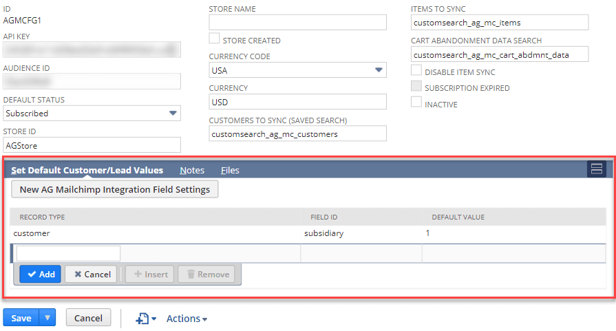 Set Default Customer or Lead Values section of form highlighted.