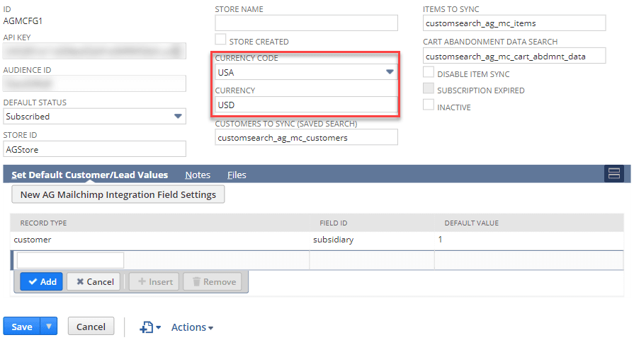 Two fields highlighted on a settings page.