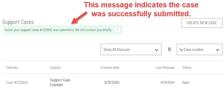 Form with a message highlighted and instructions included.