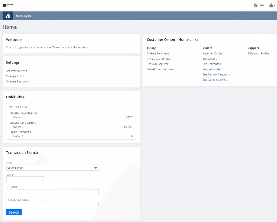 NetSuite configuration page.
