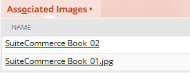 Associated Images populated with two SuiteCommerce book images listed.