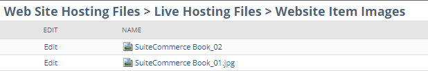 Web Site Hosting Files page with two images ready to be edited.