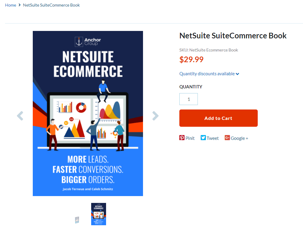 NetSuite Ecommerce book listed for sale on a website.