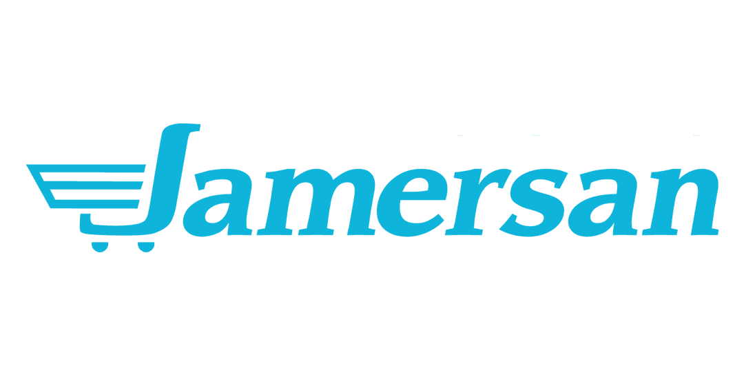 Jamersan logo with the J shaped like a shopping cart.