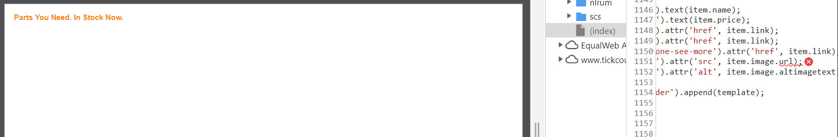 A split screen showing the formatting code on one side and the resulting header on the other.
