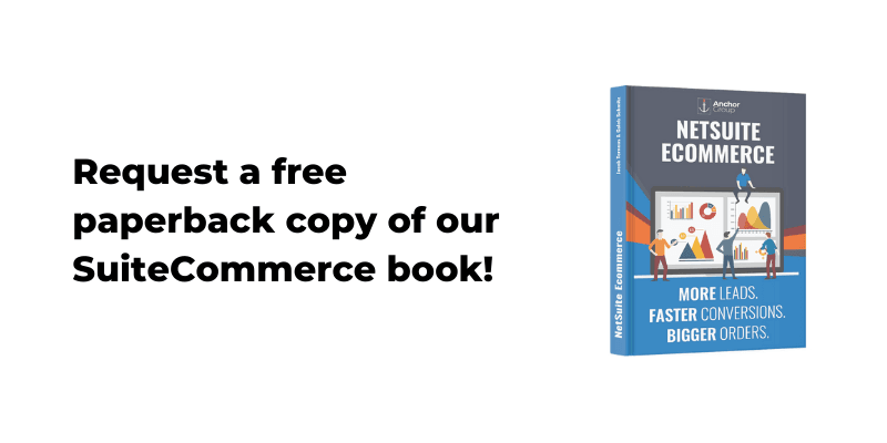 A picture of a NetSuite SuiteCommerce book with a tagline to promote it.