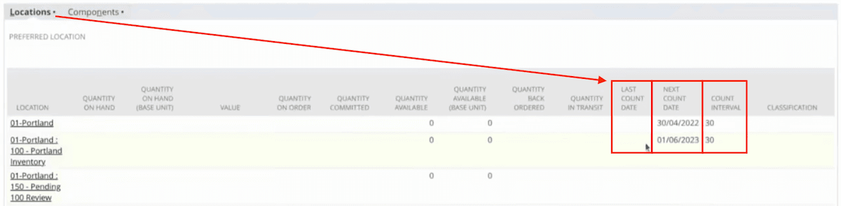 NetSuite Warehouse Location Inventory Count Schedules