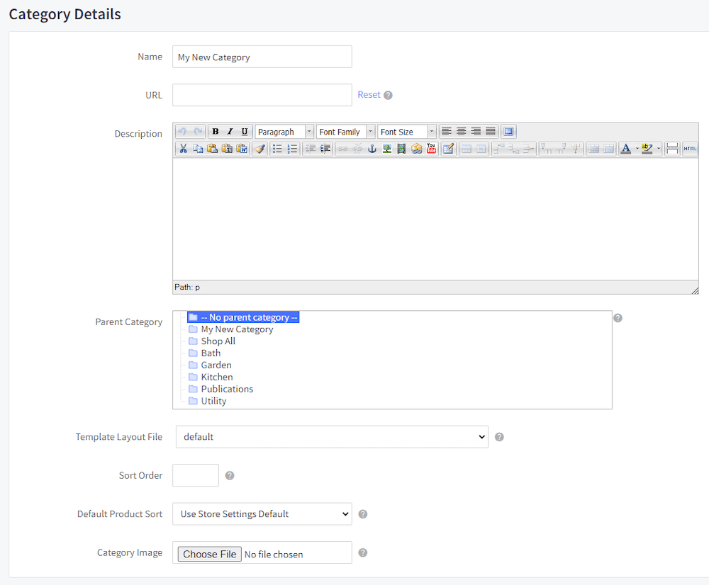 BigCommerce Product Category Details Page