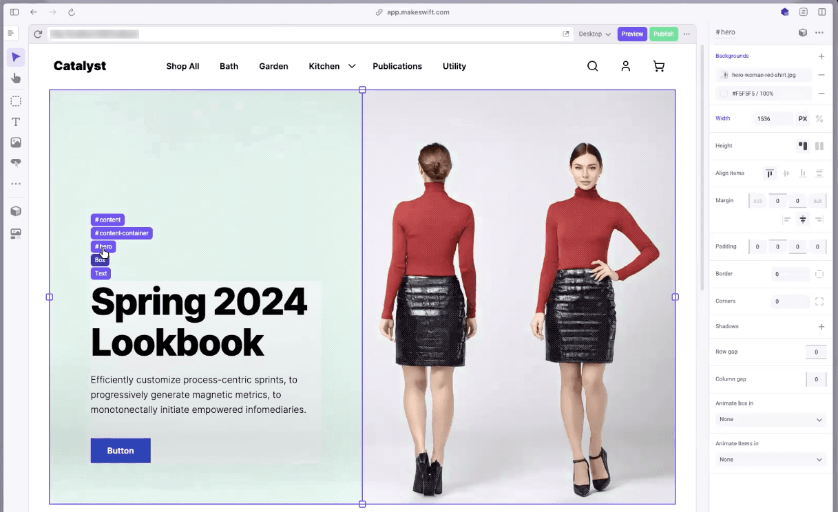 BigCommerce Catalyst Makeswift Builder UI