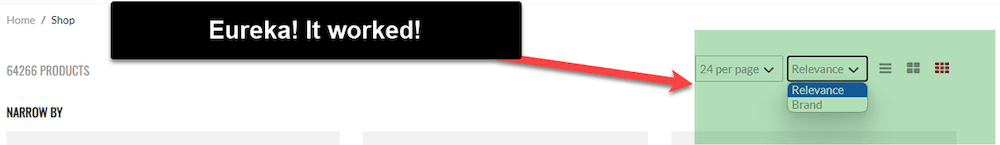 Highlighted section of the page and message Eureka! It worked!