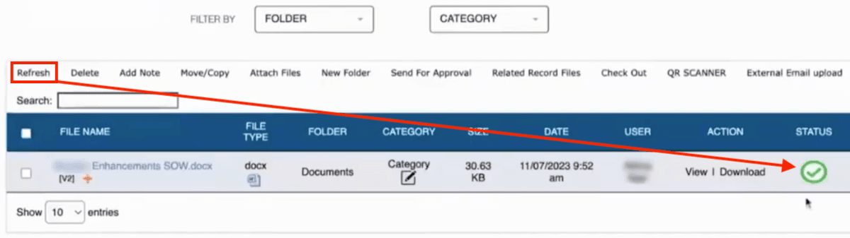 NetSuite document page showing an approved status.
