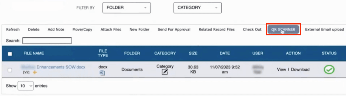 QR scanner code for NetSuite document approval.