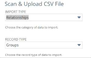 Scan and Upload CSV File Import Type Relationships Record Type Groups.
