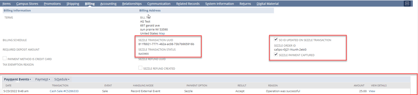 Sales Order page with highlighted information.