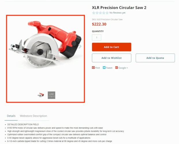 Storefront item page showing two images highlighted.