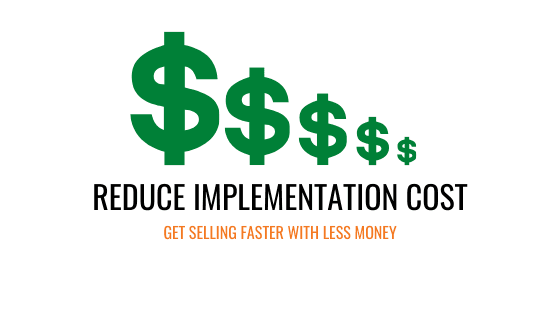 Reduce Implementation Cost message under dollar sign illustrations.
