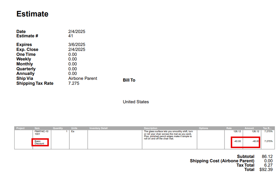 SuiteCommerce quote estimate page.