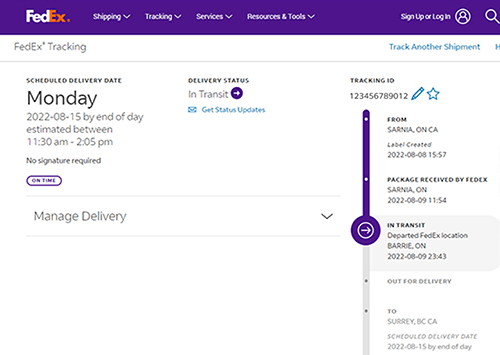 FedEx BigCommerce Tracking Information