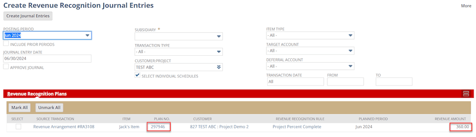 Create Revenue Recognition Journal Entries