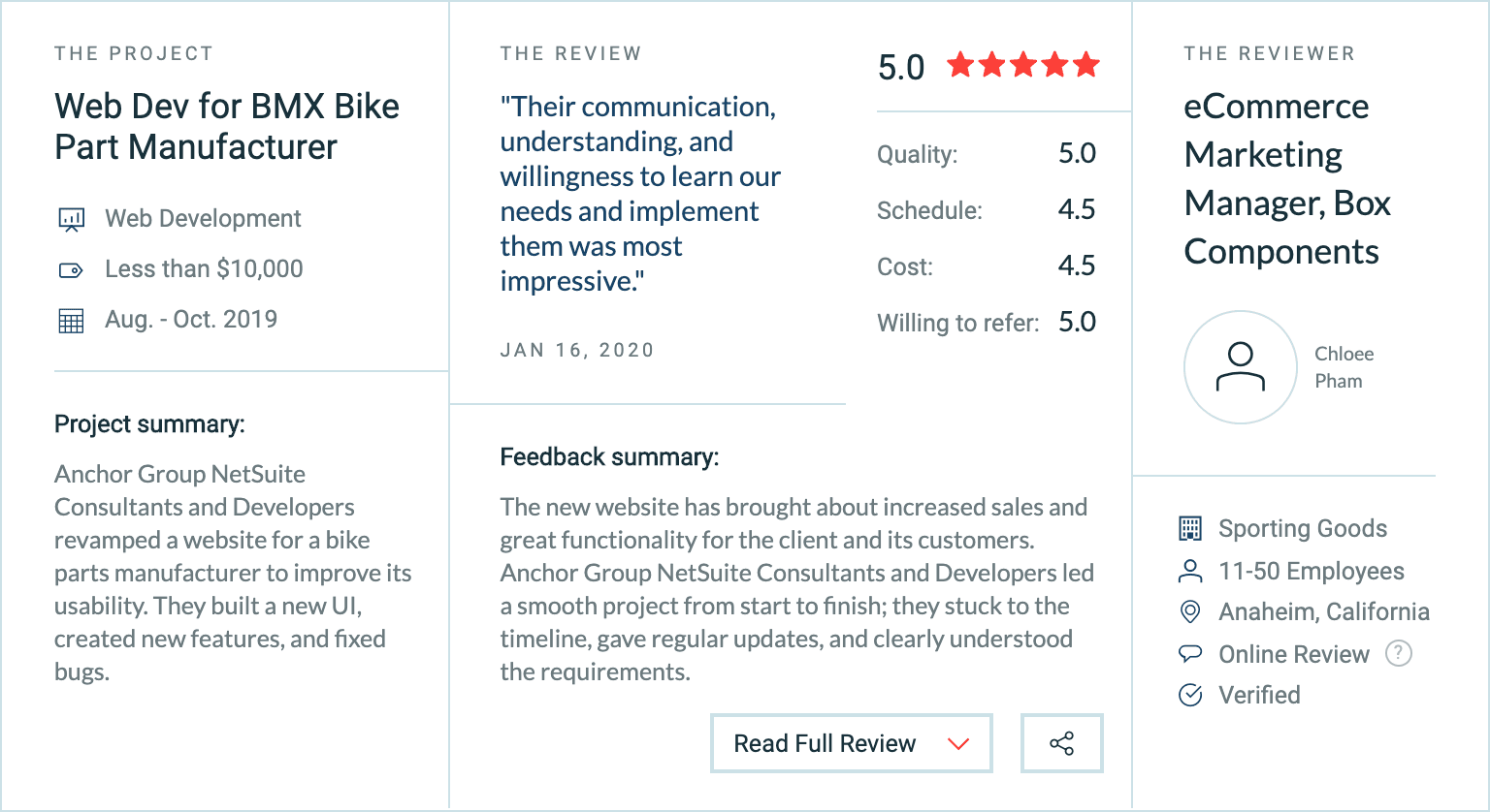 Layered high reviews for a NetSuite partner.