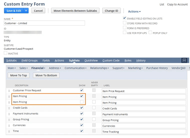 Custom Entry Form page with two pricing details highlighted.