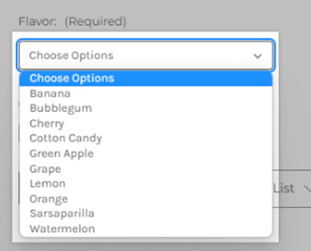 BigCommerce Dropdown Options Field