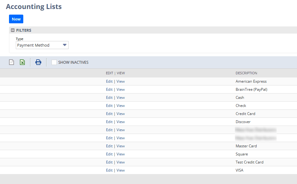 NetSuite Accounting Lists Payment Method