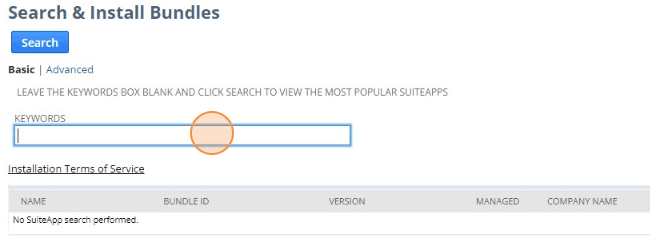 Search and Install Bundles Keywords