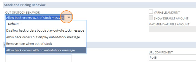 SuiteCommerce Out of Stock Behavrio