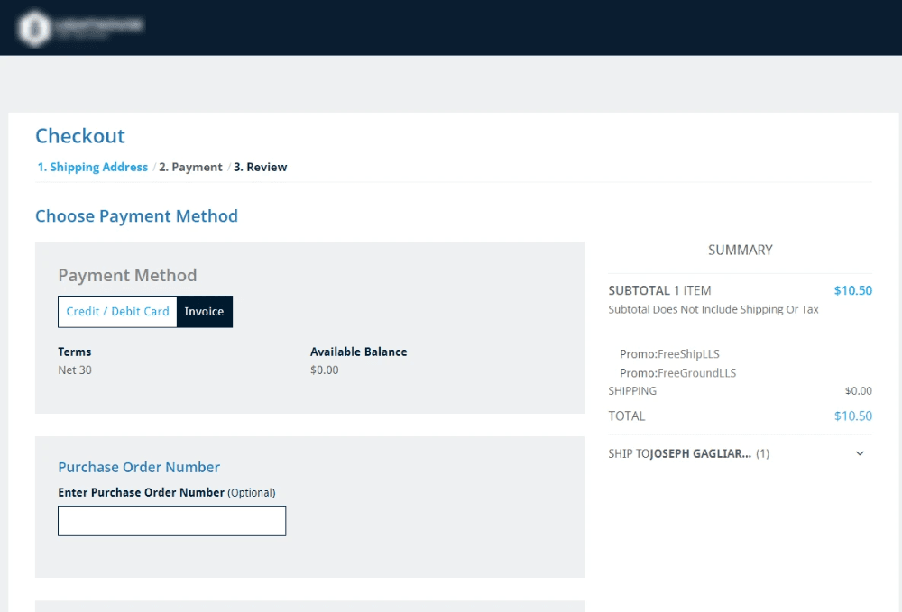 Invoice Tab Displayed in Checkout