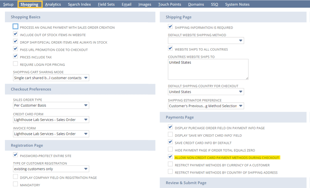 Missing Checkbox Allow Non Credit Card Payment Methods During Checkout