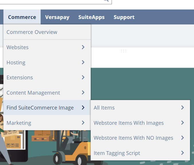 Find SuiteCommerce Image Center Category