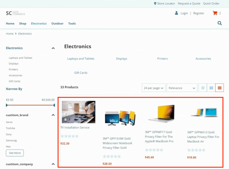 NetSuite Category List Page Example