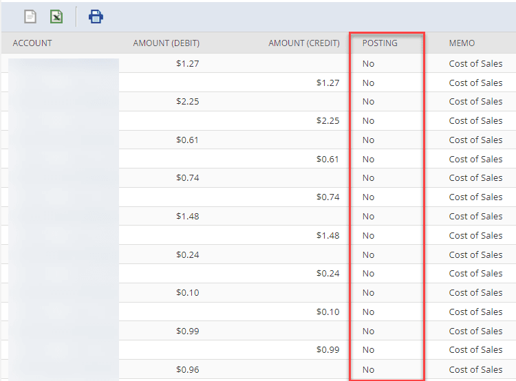 Impact Item Fulfillment packed status NetSuite posting column.