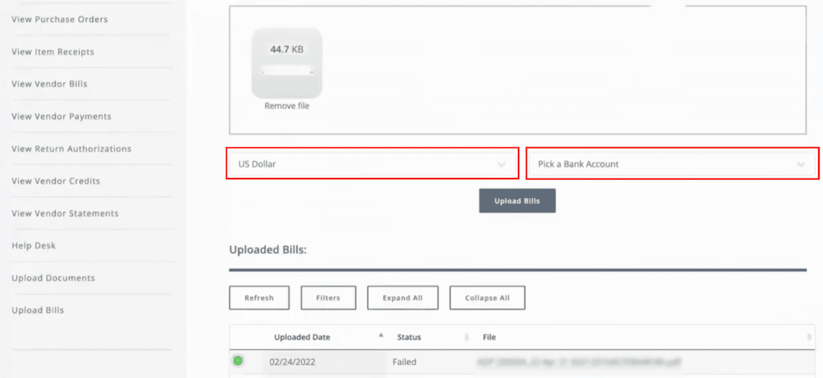 Currency Bank account selection in NetSuite OCR.