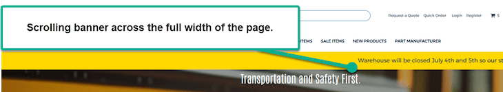 Scrolling banner across the full width of the page.