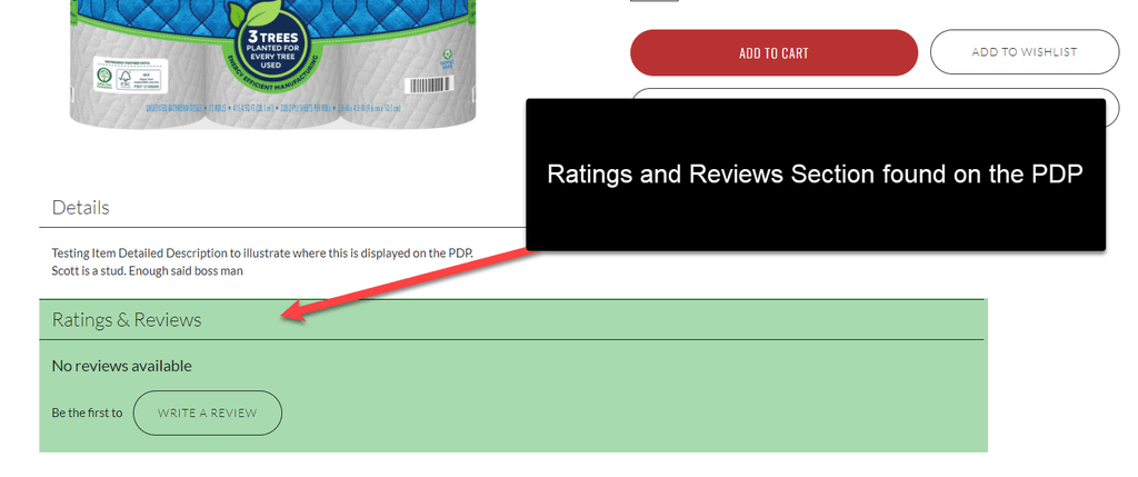 Ratings and reviews section SuiteCommerce PDP.