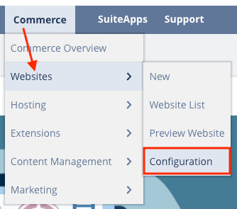 Navigation customization websites configuration.