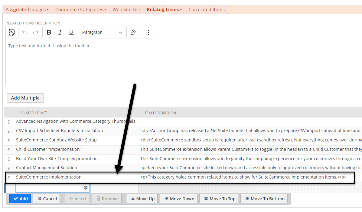 Related category added to related items on the item record.