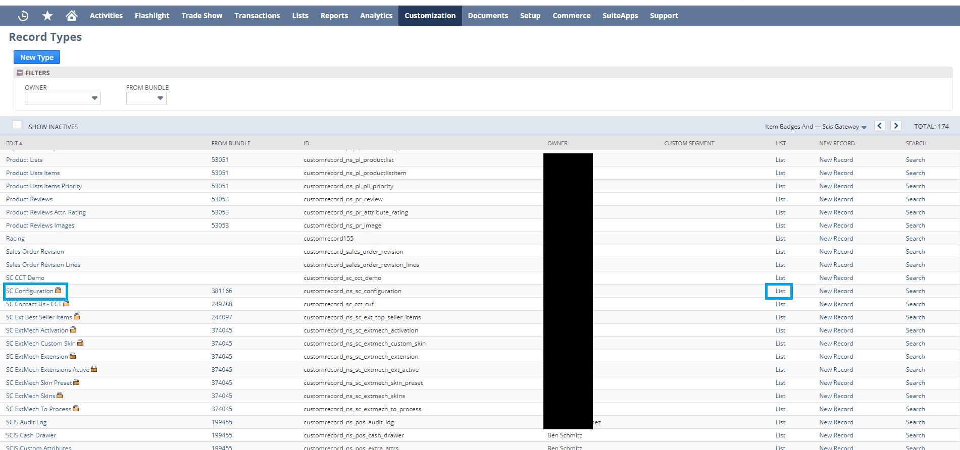 Configuration record location.