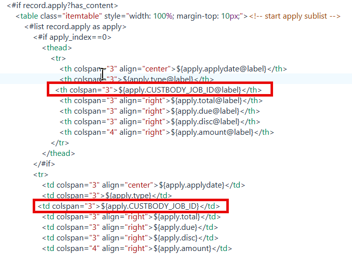 Code sample custbody job ID.