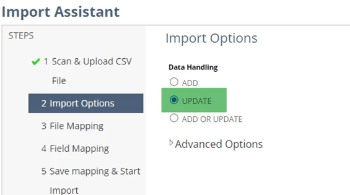 NetSuite import assistant step two.