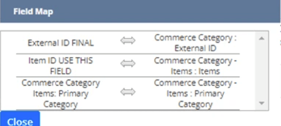 NetSuite CSV import field.