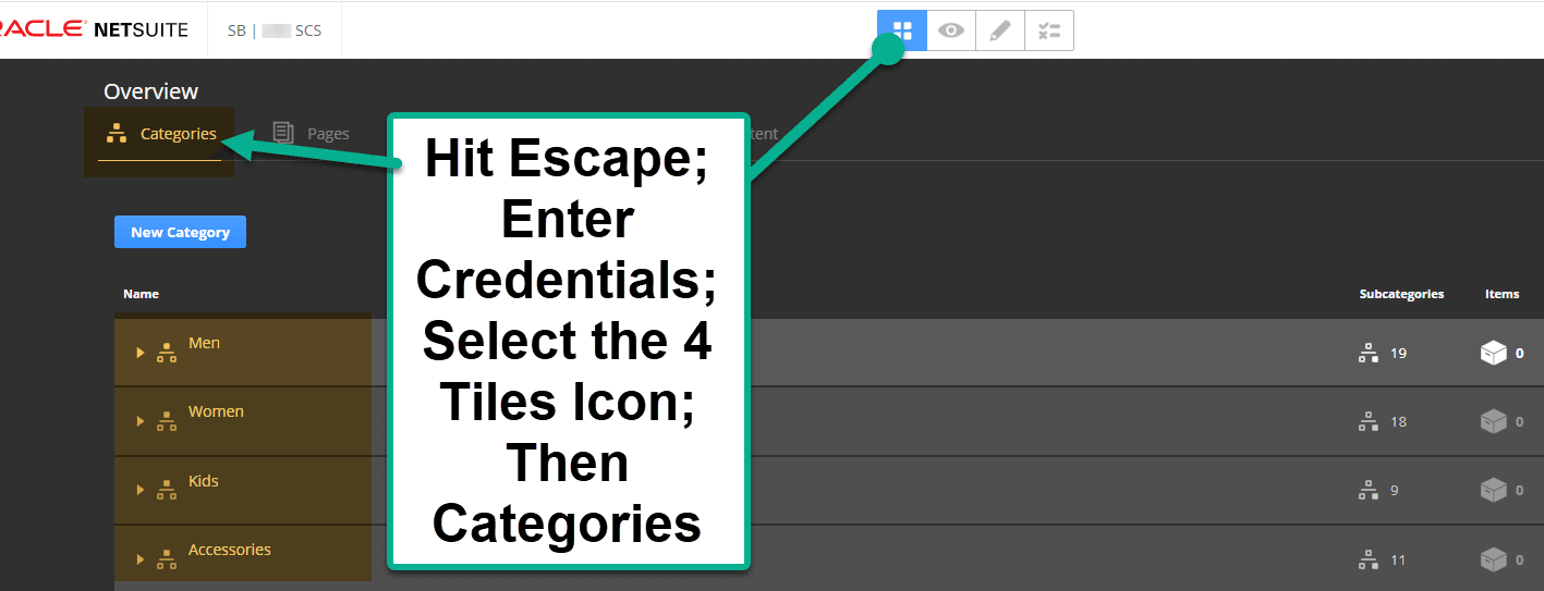 SMT tile icons categories name column.